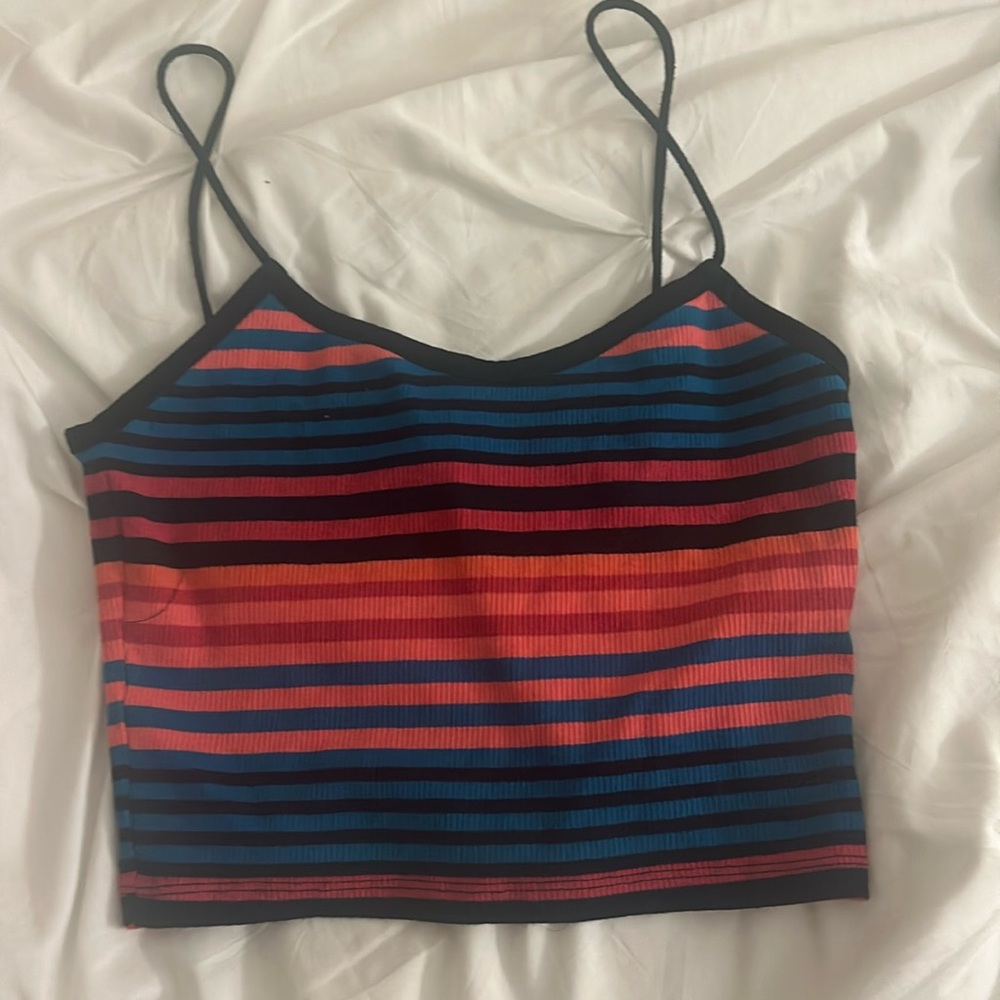 Topshop striped crop cami